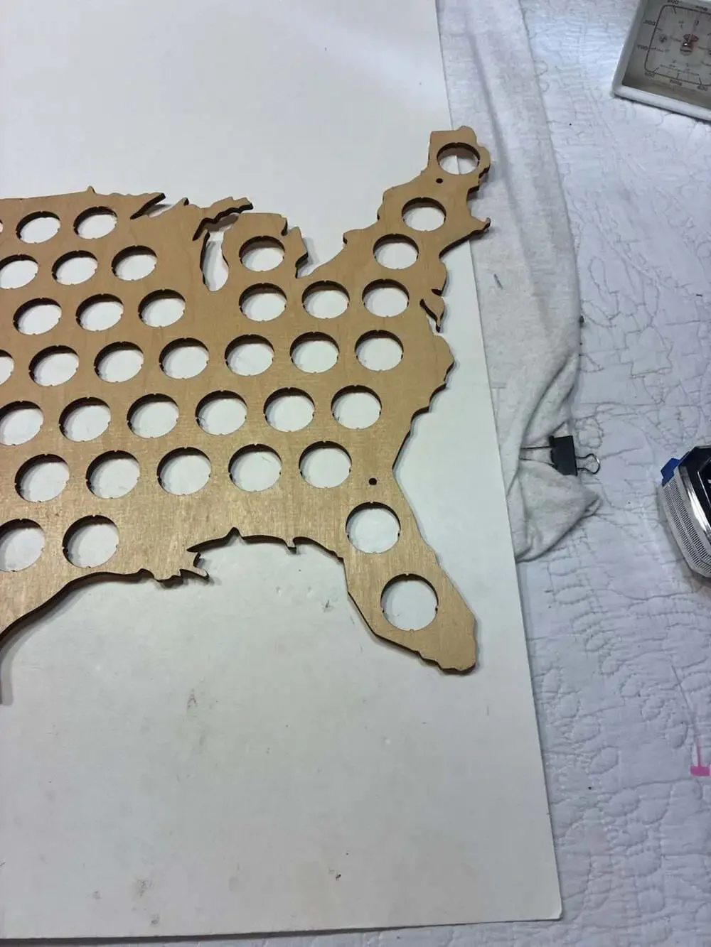 USA Map Beer Bottle Cap Holder Wood Wall Art